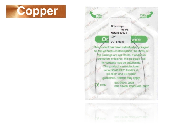 Nikkel-titán-réz Copper, 35 °C, Ovoid, TÉGLALAP ALAKÚ